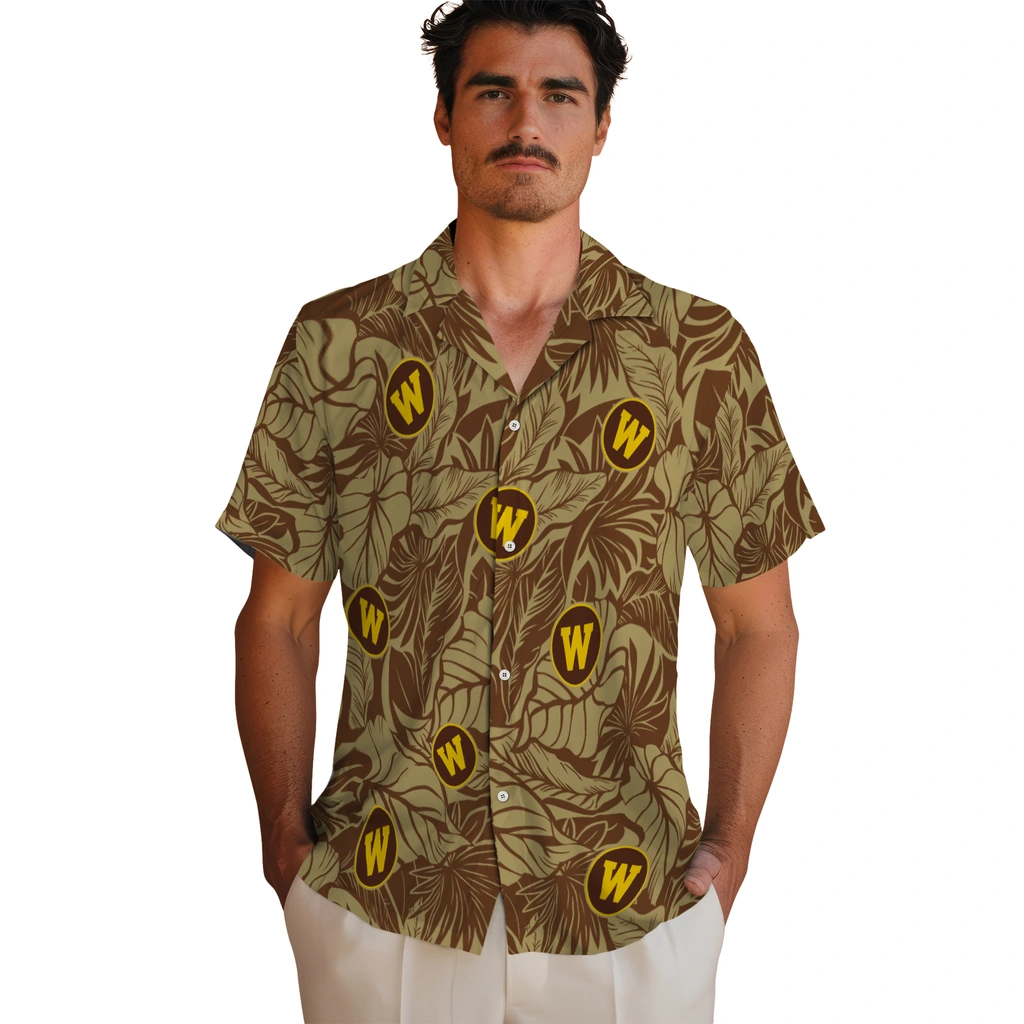Western Michigan Broncos Hawaiian Shirt - Monstera Layer western michigan broncos monstera layer brown hawaiian shirts fashion forward