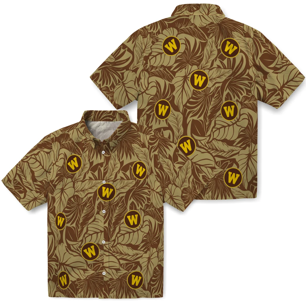 Western Michigan Broncos Hawaiian Shirt - Monstera Layer western michigan broncos monstera layer brown hawaiian shirts high quality