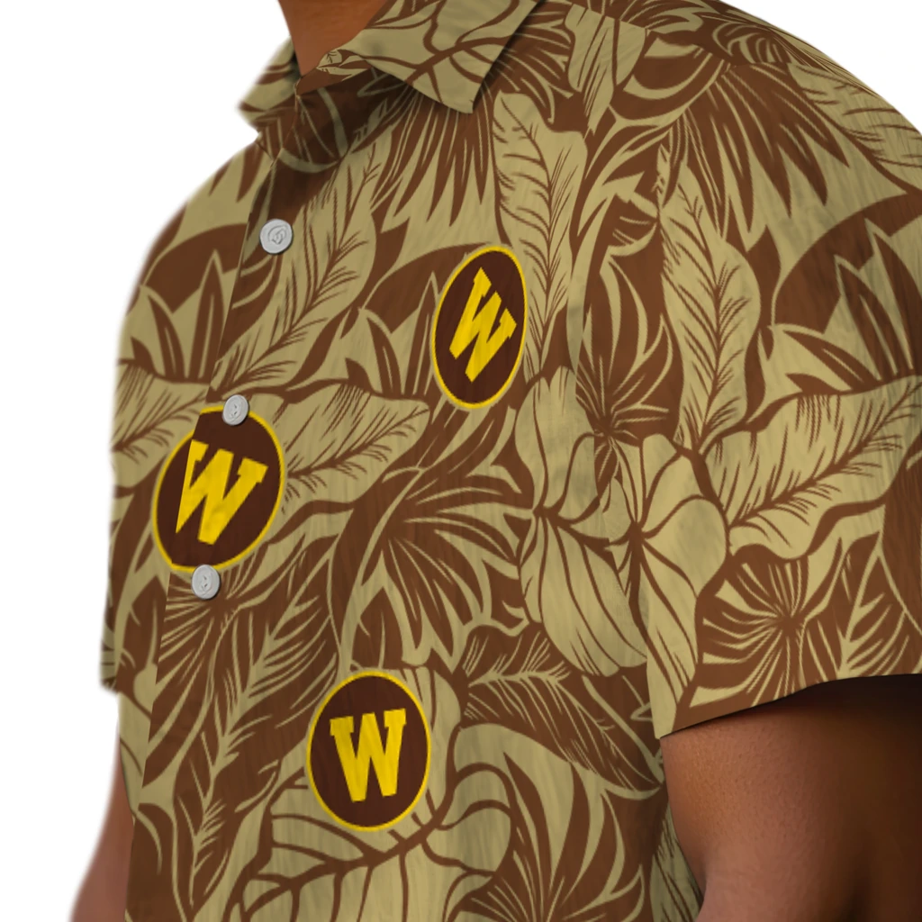 Western Michigan Broncos Hawaiian Shirt - Monstera Layer western michigan broncos monstera layer brown hawaiian shirts trendy