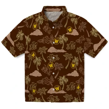 western michigan broncos palm and clouds brown hawaiian shirts best selling