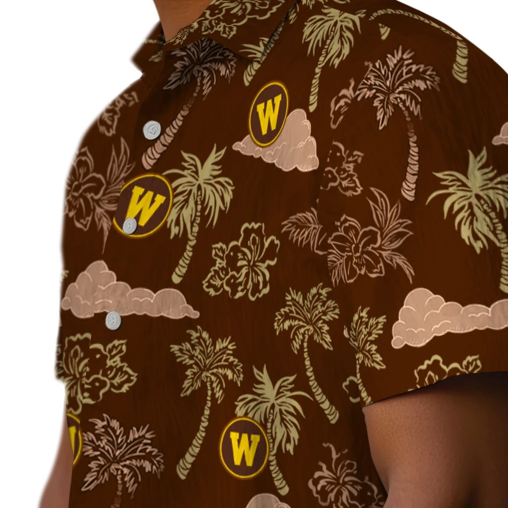 Western Michigan Broncos Hawaiian Shirt - Palm And Clouds western michigan broncos palm and clouds brown hawaiian shirts trendy