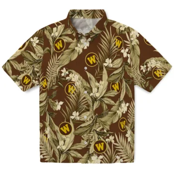 western michigan broncos palm leaves brown hawaiian shirts best selling