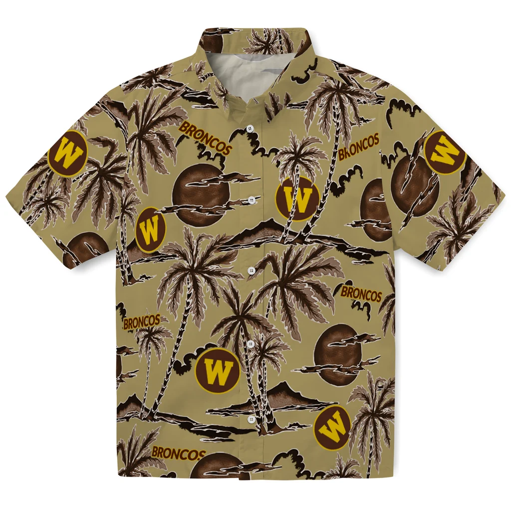 Western Michigan Broncos Hawaiian Shirt - Palm Sunset western michigan broncos palm sunset hawaiian shirts best selling