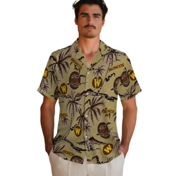 western michigan broncos palm sunset hawaiian shirts fashion forward