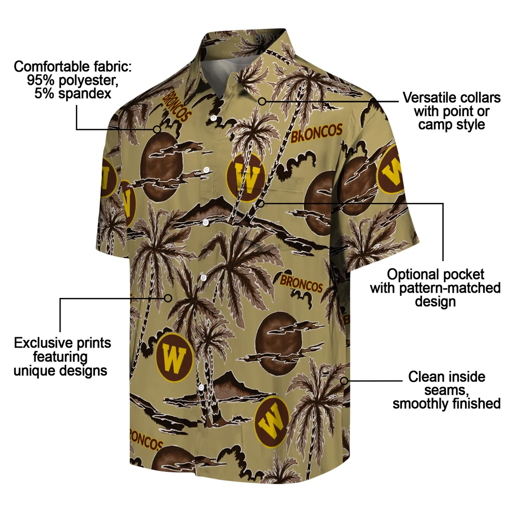 Western Michigan Broncos Hawaiian Shirt - Palm Sunset western michigan broncos palm sunset hawaiian shirts new arrival
