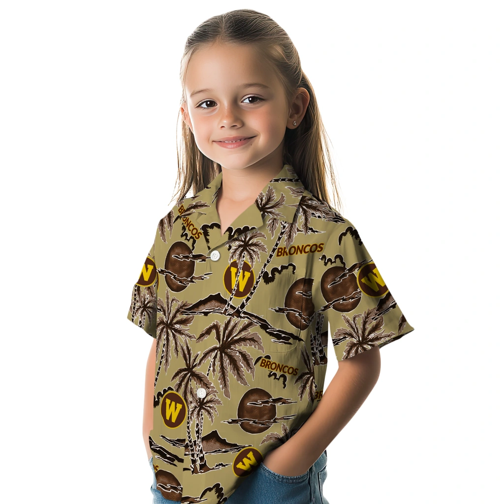 Western Michigan Broncos Hawaiian Shirt - Palm Sunset western michigan broncos palm sunset hawaiian shirts premium grade