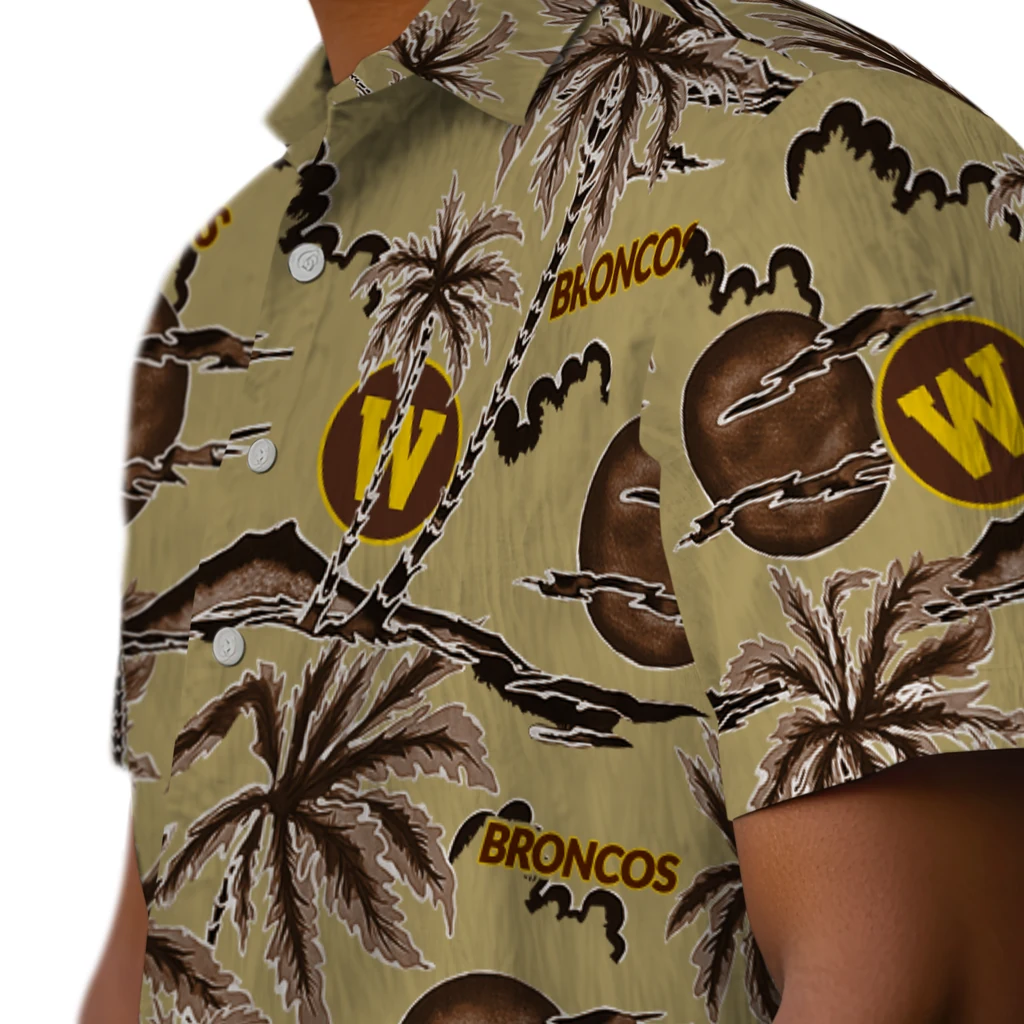 Western Michigan Broncos Hawaiian Shirt - Palm Sunset western michigan broncos palm sunset hawaiian shirts trendy