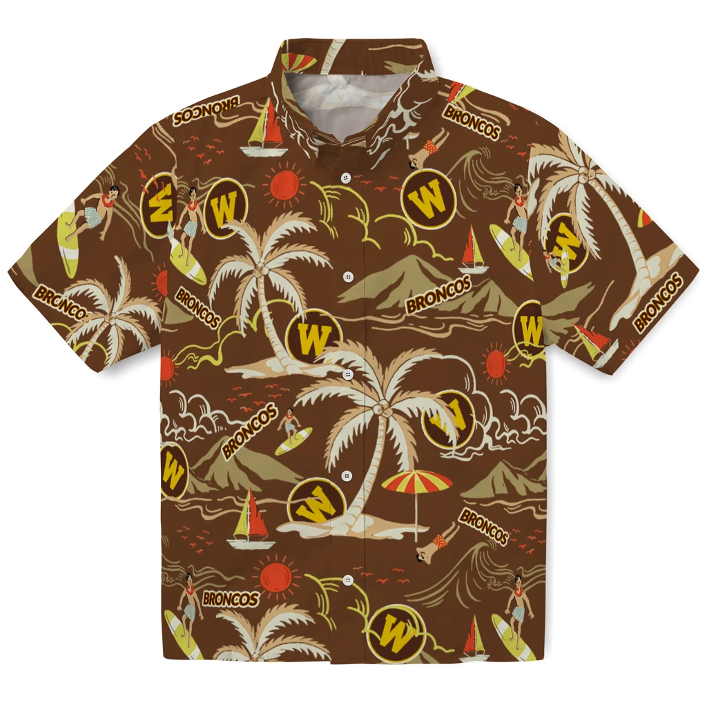 Western Michigan Broncos Hawaiian Shirt - Palm Tree Island western michigan broncos palm tree island brown hawaiian shirts best selling