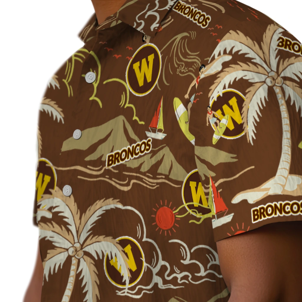 Western Michigan Broncos Hawaiian Shirt - Palm Tree Island western michigan broncos palm tree island brown hawaiian shirts trendy