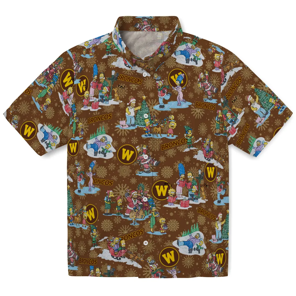 Western Michigan Broncos Hawaiian Shirt - Simpsons Christmas western michigan broncos simpsons christmas brown hawaiian shirts best selling