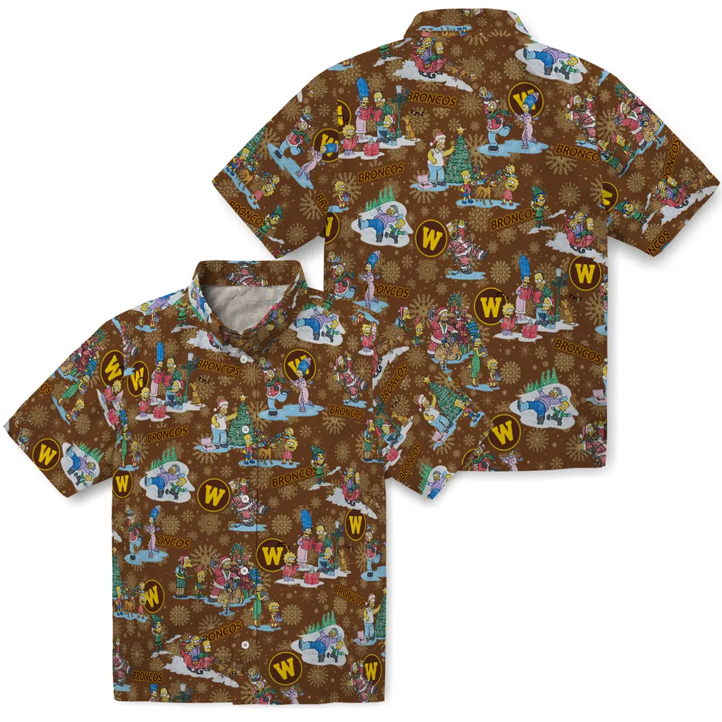 Western Michigan Broncos Hawaiian Shirt - Simpsons Christmas western michigan broncos simpsons christmas brown hawaiian shirts high quality