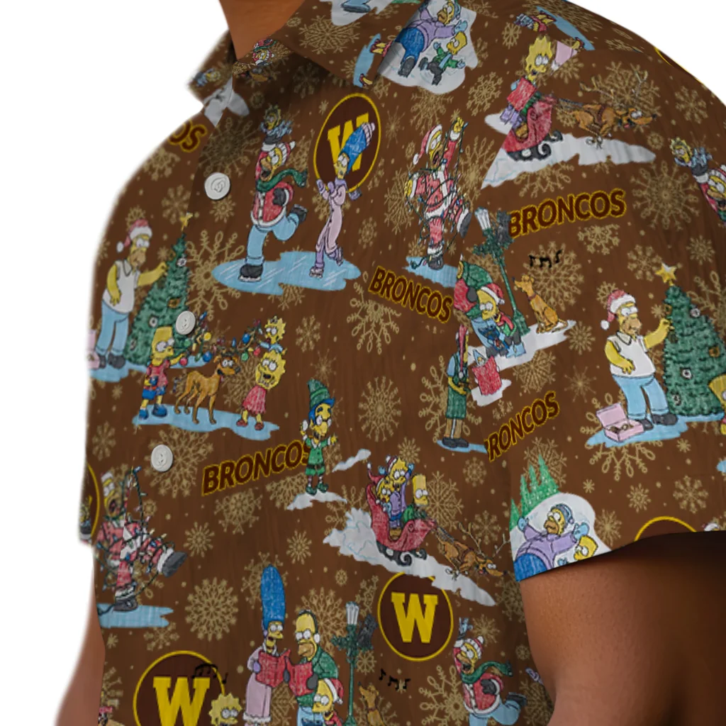 Western Michigan Broncos Hawaiian Shirt - Simpsons Christmas western michigan broncos simpsons christmas brown hawaiian shirts trendy