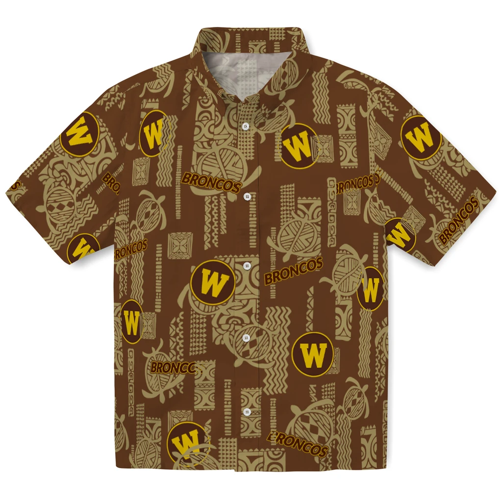 Western Michigan Broncos Hawaiian Shirt - Turtle Lines western michigan broncos turtle lines brown hawaiian shirts best selling
