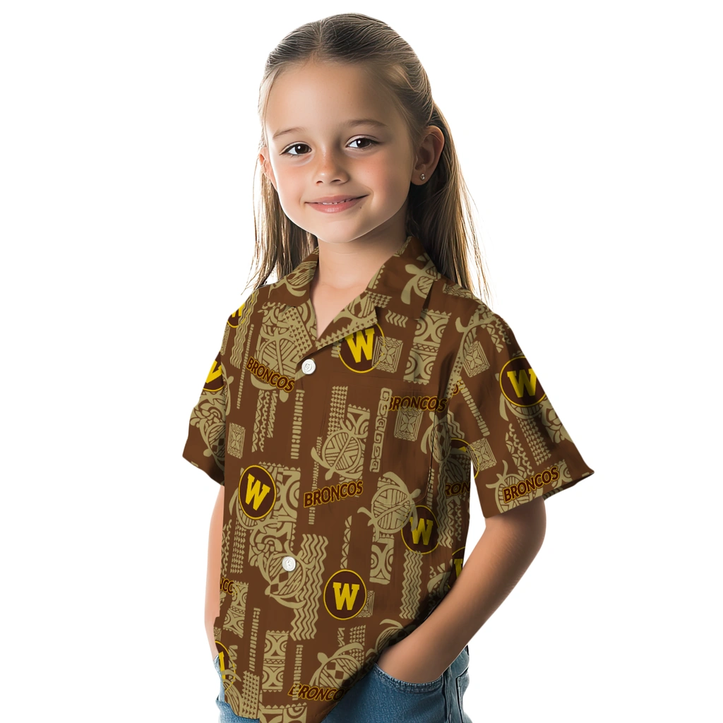 Western Michigan Broncos Hawaiian Shirt - Turtle Lines western michigan broncos turtle lines brown hawaiian shirts premium grade