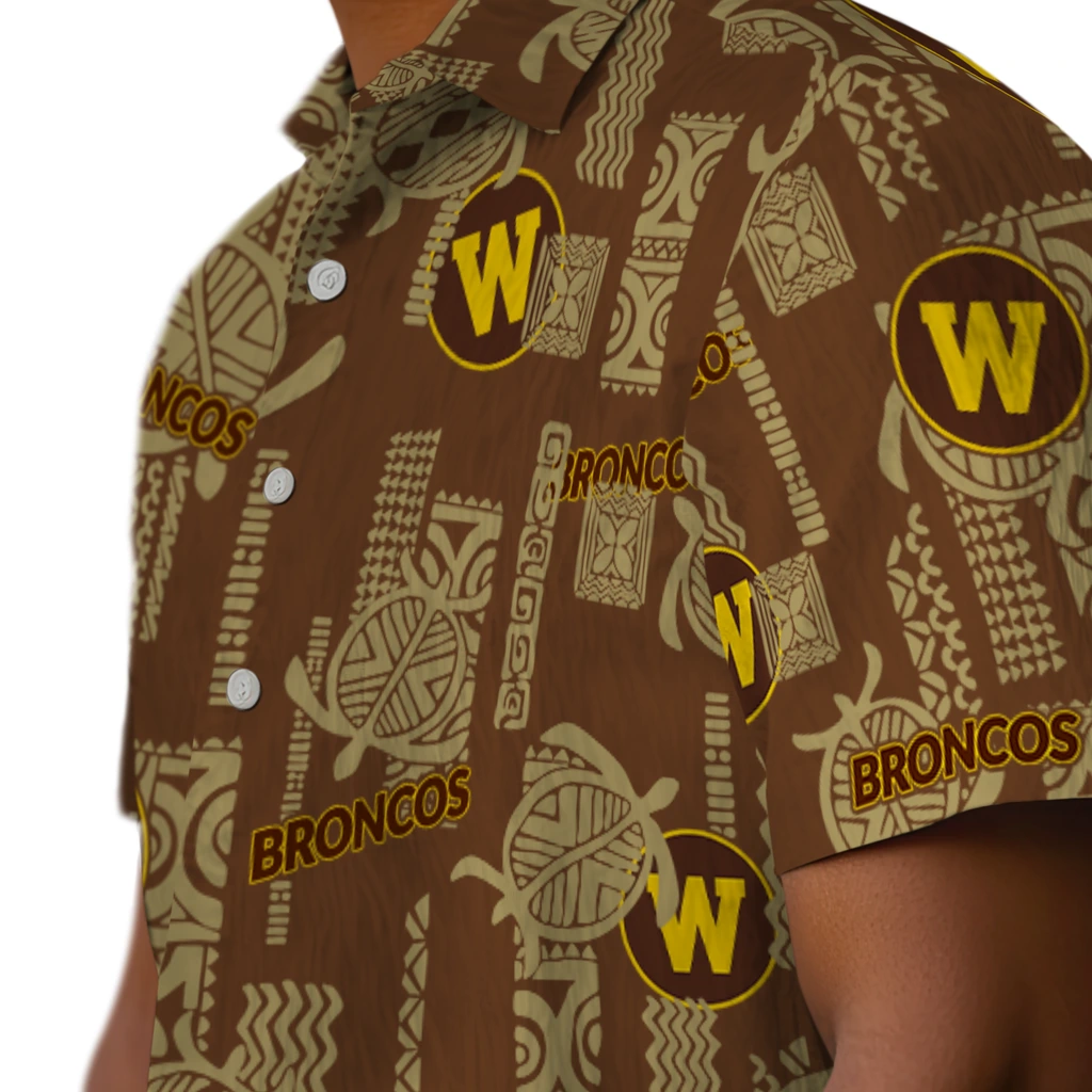 Western Michigan Broncos Hawaiian Shirt - Turtle Lines western michigan broncos turtle lines brown hawaiian shirts trendy