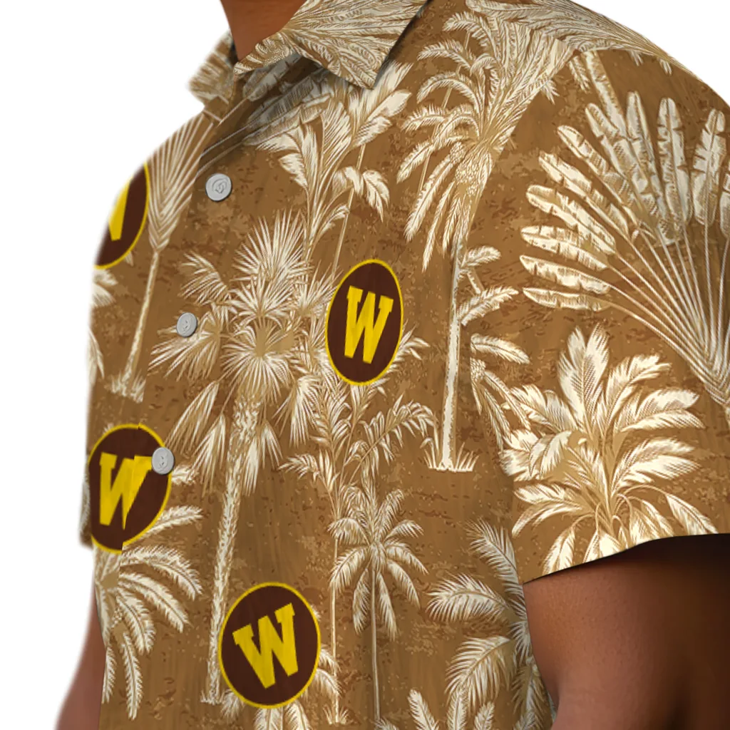 Western Michigan Broncos Hawaiian Shirt - Vintage Palm Tree western michigan broncos palm shadows brown hawaiian shirts trendy