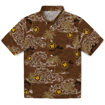 western michigan broncos wave palm brown hawaiian shirts best selling