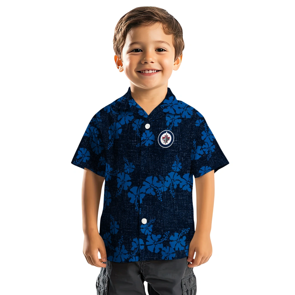Winnipeg Jets Hawaiian Shirt - 50th State Flower winnipeg jets hibiscus petals blue hawaiian shirts top rated