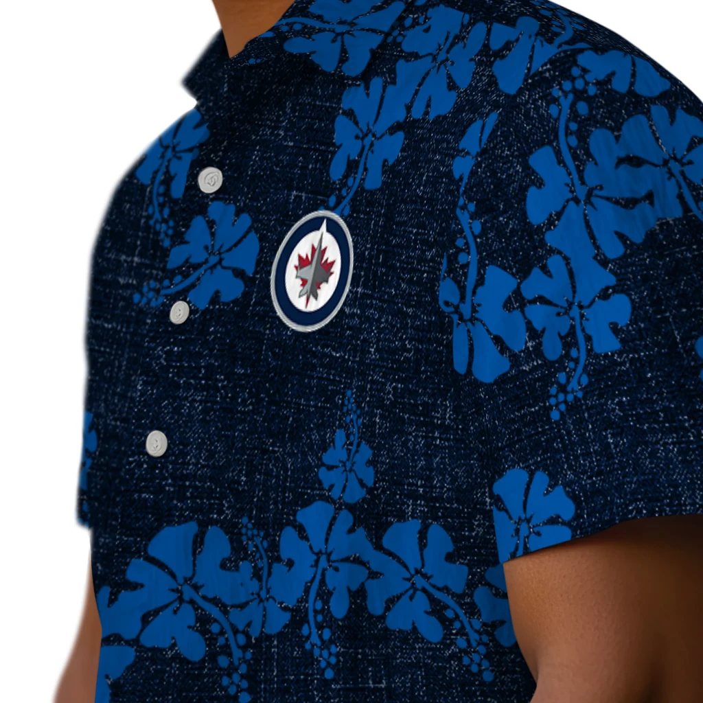 Winnipeg Jets Hawaiian Shirt - 50th State Flower winnipeg jets hibiscus petals blue hawaiian shirts trendy
