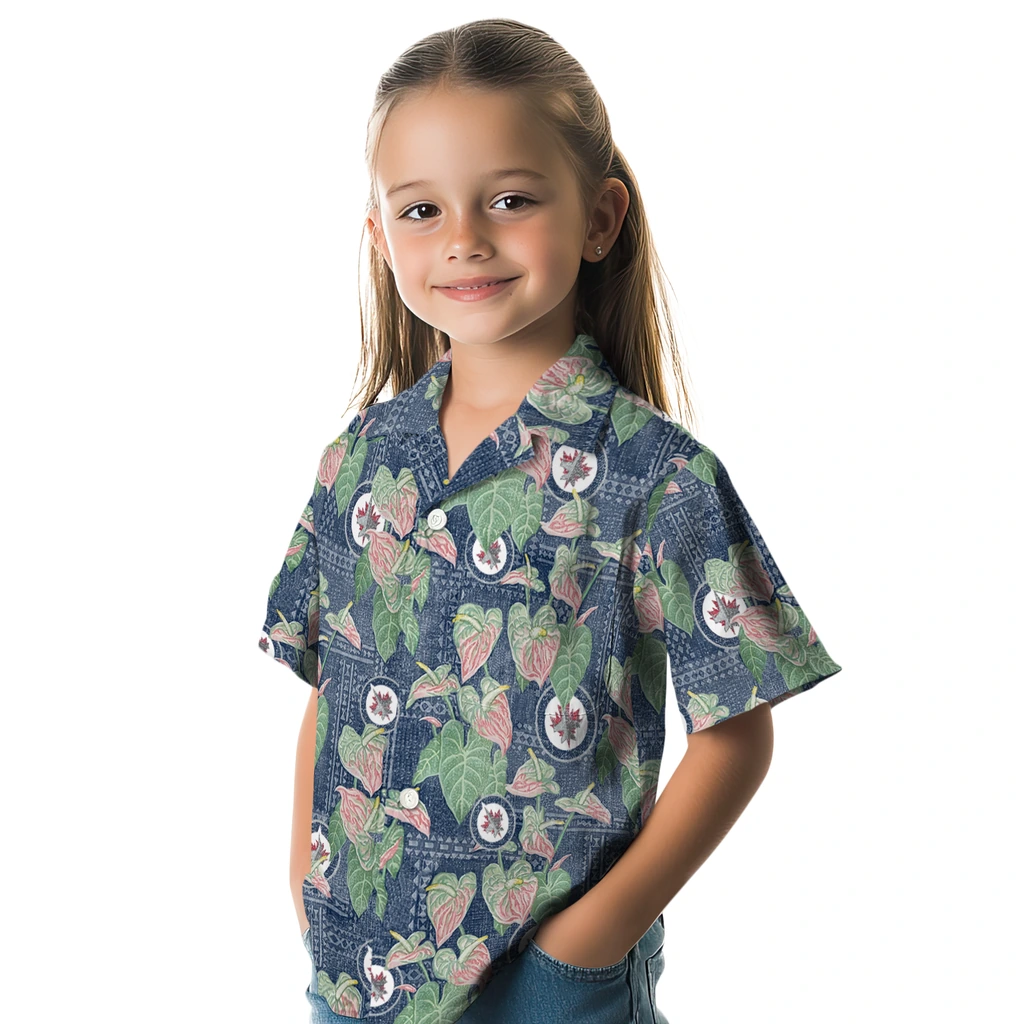 Winnipeg Jets Hawaiian Shirt - Anthurium Overlay winnipeg jets anthurium overlay blue hawaiian shirts premium grade