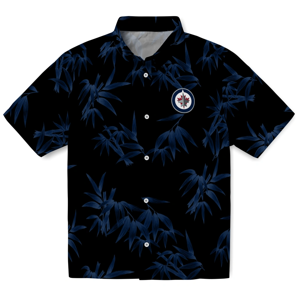 Winnipeg Jets Hawaiian Shirt - Bamboo Branches winnipeg jets bamboo branches blue black hawaiian shirts best selling