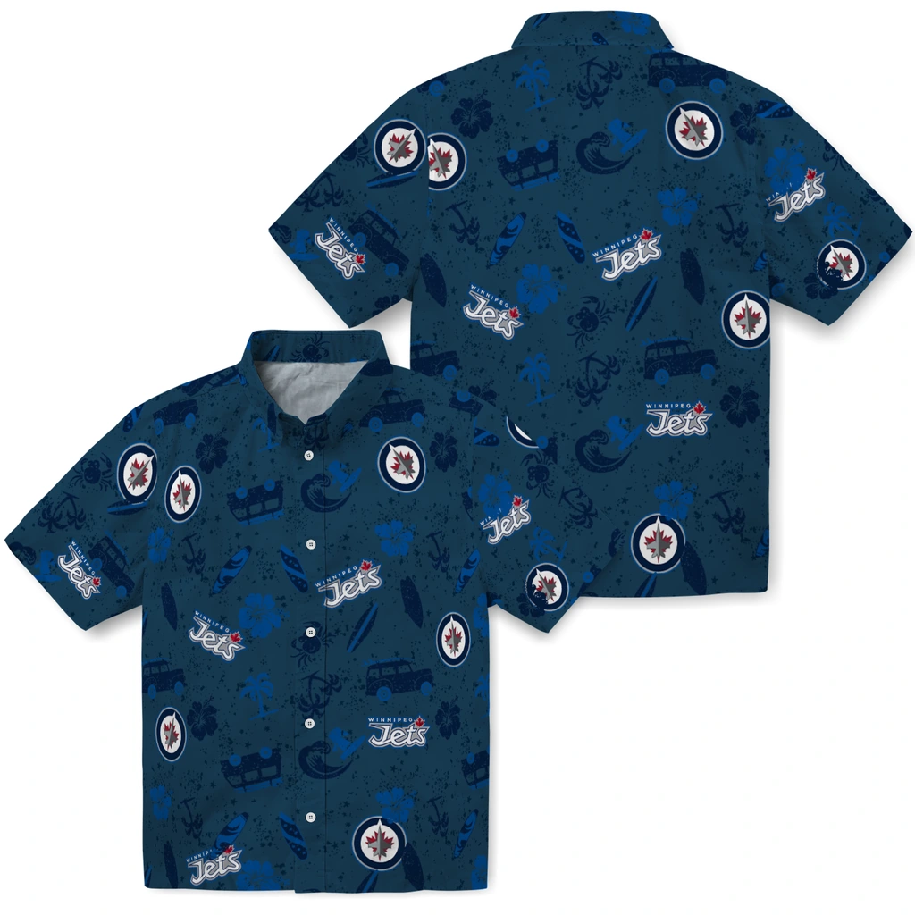 Winnipeg Jets Hawaiian Shirt - Beach Vibe winnipeg jets beach vibe navy hawaiian shirts high quality