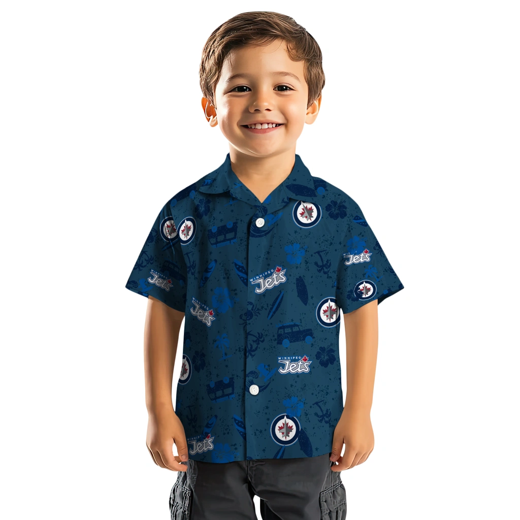 Winnipeg Jets Hawaiian Shirt - Beach Vibe winnipeg jets beach vibe navy hawaiian shirts top rated