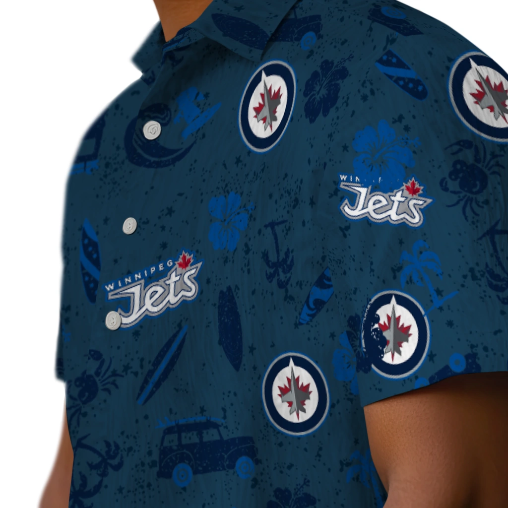 Winnipeg Jets Hawaiian Shirt - Beach Vibe winnipeg jets beach vibe navy hawaiian shirts trendy