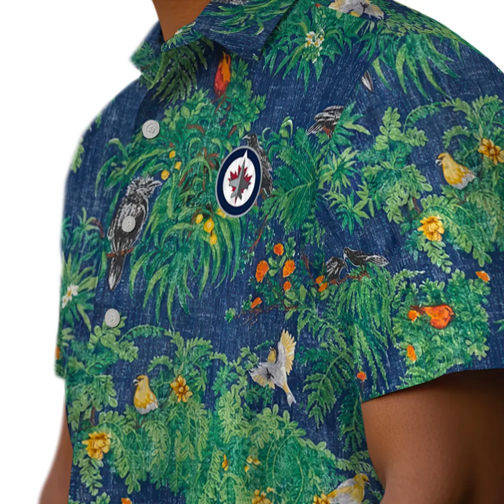 Winnipeg Jets Hawaiian Shirt - Bird Canopy winnipeg jets bird canopy green hawaiian shirts trendy