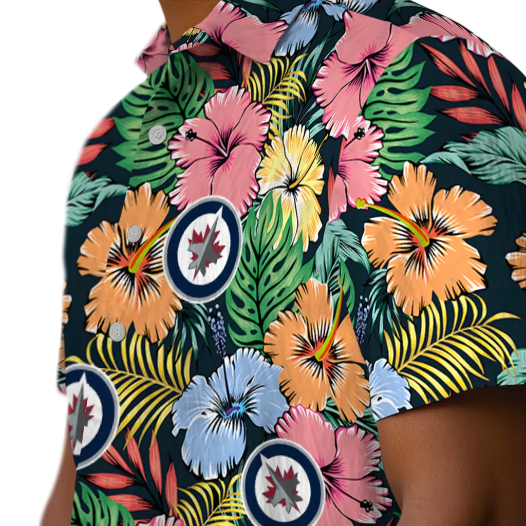 Winnipeg Jets Hawaiian Shirt - Brilliant Hibiscus Garden winnipeg jets brilliant hibiscus garden hawaiian shirts trendy