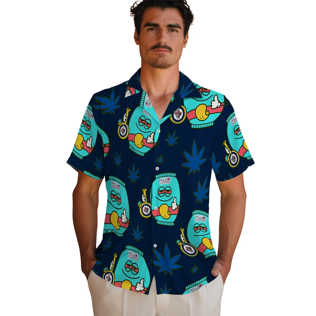 Winnipeg Jets Hawaiian Shirt - Chill Vibe winnipeg jets bong smile blue hawaiian shirts fashion forward