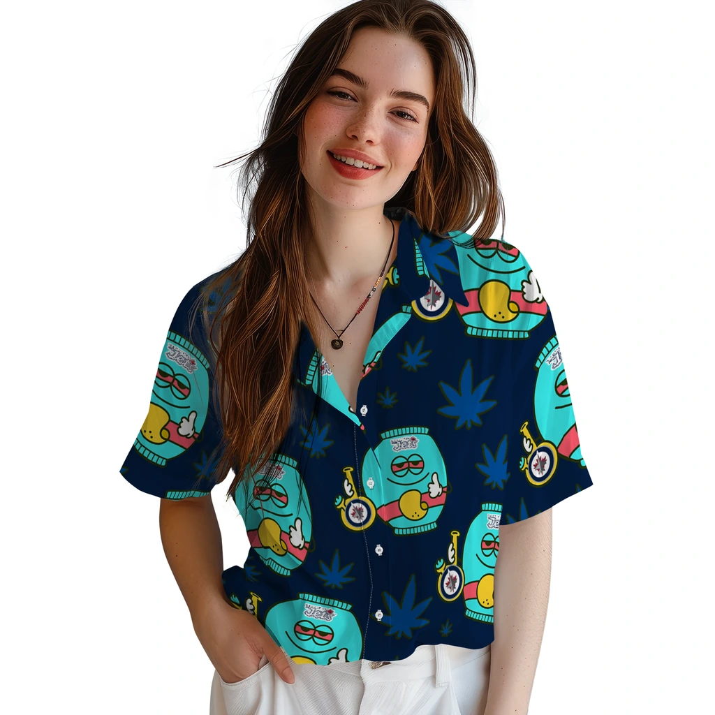 Winnipeg Jets Hawaiian Shirt - Chill Vibe winnipeg jets bong smile blue hawaiian shirts latest model