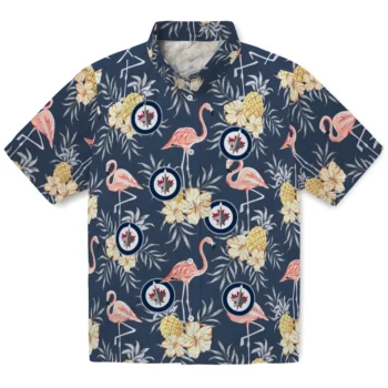 winnipeg jets flamingo hibiscus navy hawaiian shirts best selling