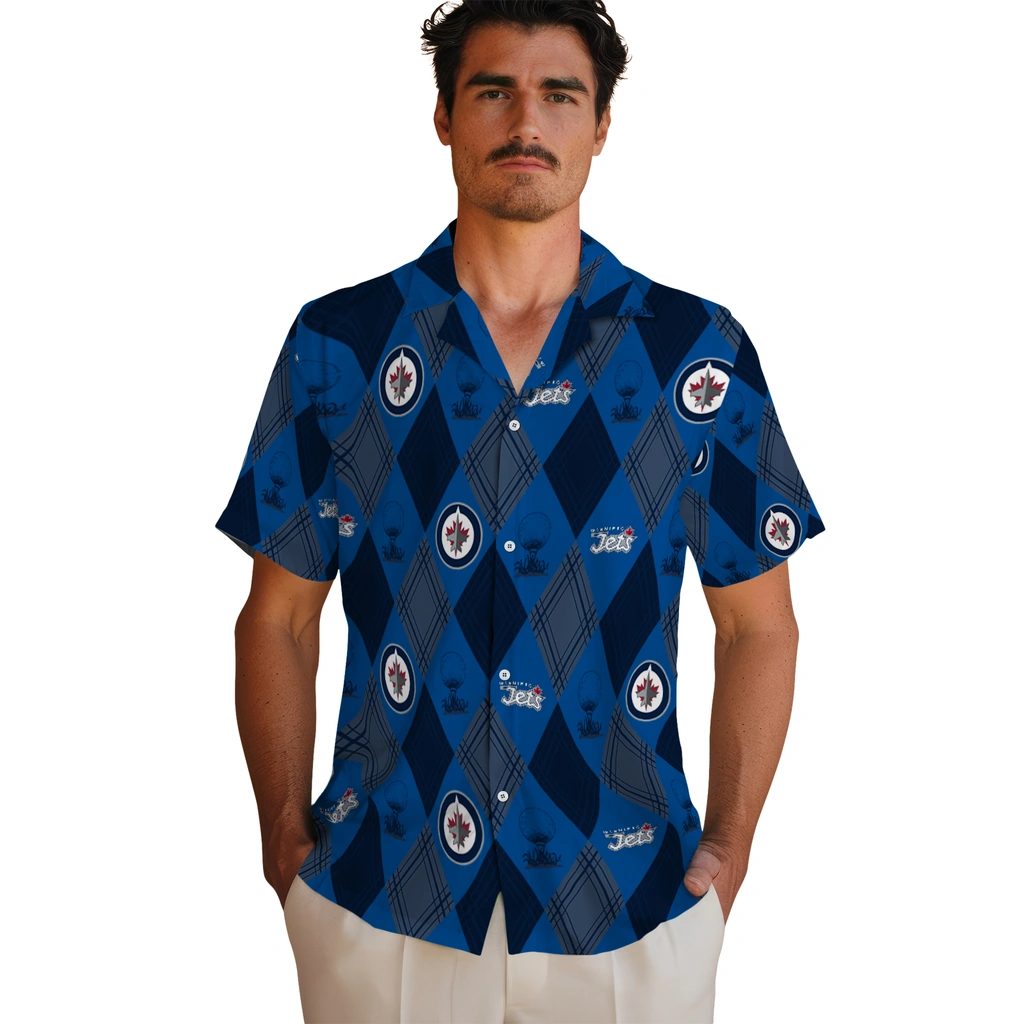 Winnipeg Jets Hawaiian Shirt - Golfing Plaid winnipeg jets balloon plaid blue hawaiian shirts fashion forward
