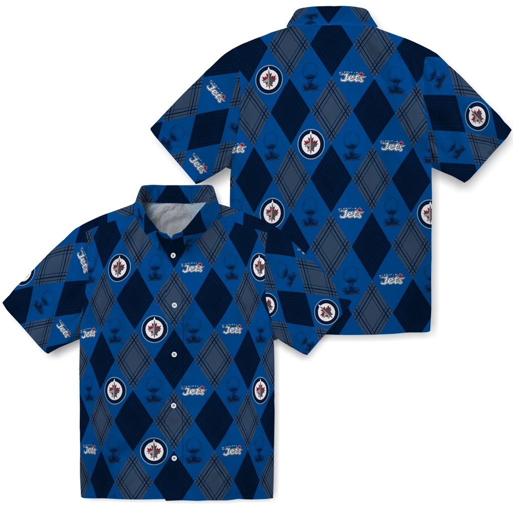 Winnipeg Jets Hawaiian Shirt - Golfing Plaid winnipeg jets balloon plaid blue hawaiian shirts high quality