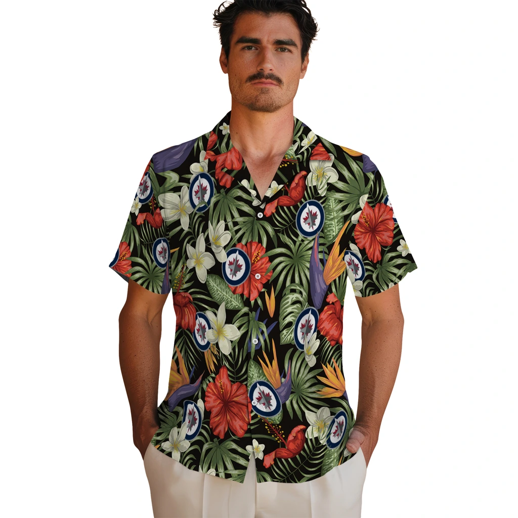 Winnipeg Jets Hawaiian Shirt - Hawaii Floral Hibiscus winnipeg jets hibiscus bird hawaiian shirts fashion forward