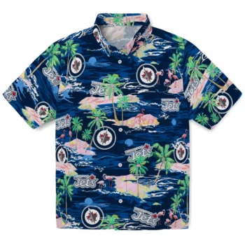 winnipeg jets flamingo retreat blue hawaiian shirts best selling