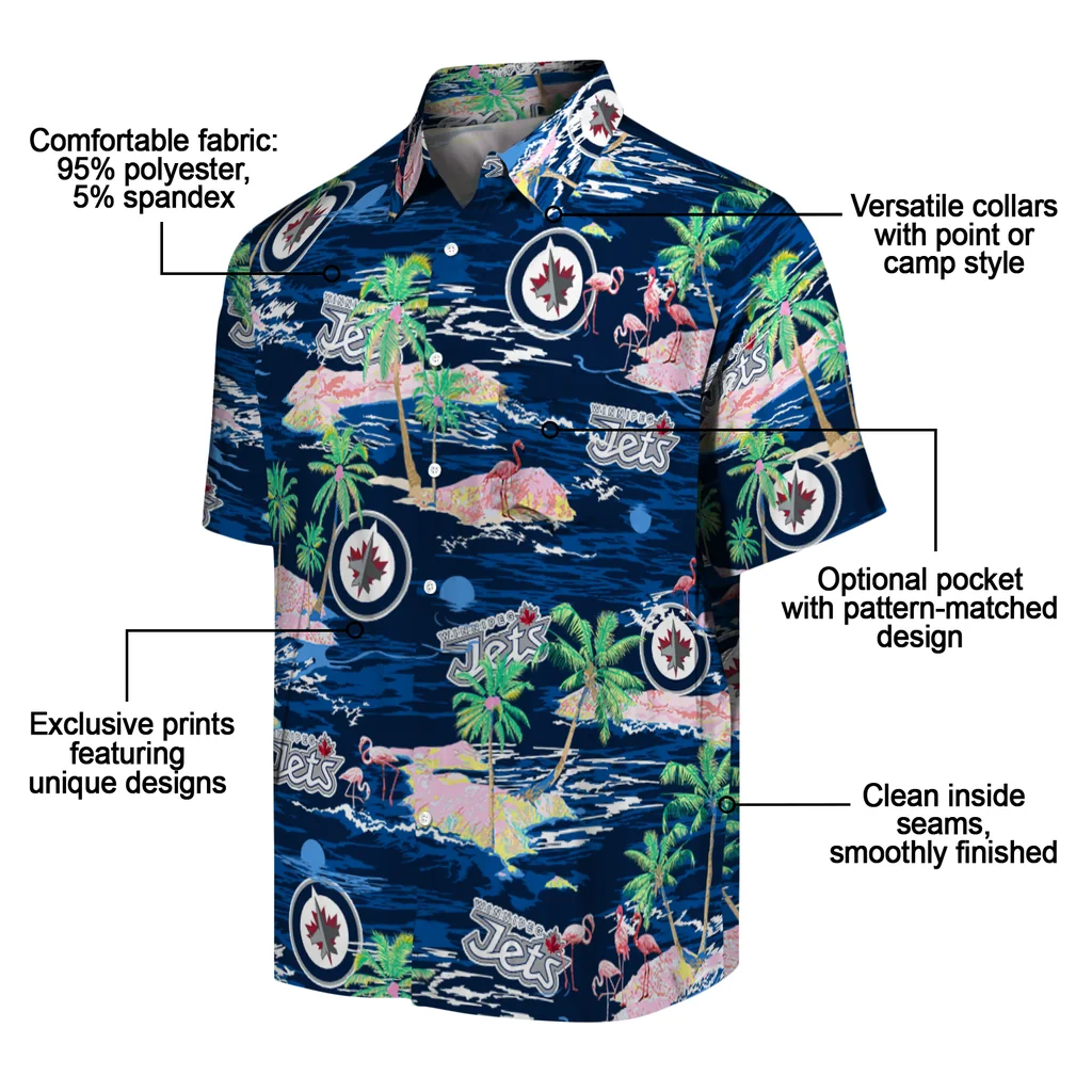 Winnipeg Jets Hawaiian Shirt - Hawaii Island winnipeg jets flamingo retreat blue hawaiian shirts new arrival