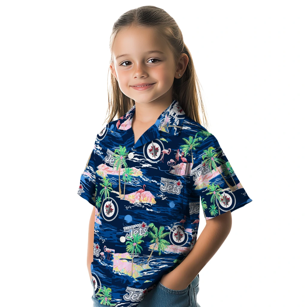 Winnipeg Jets Hawaiian Shirt - Hawaii Island winnipeg jets flamingo retreat blue hawaiian shirts premium grade