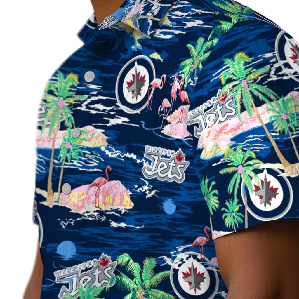 Winnipeg Jets Hawaiian Shirt - Hawaii Island winnipeg jets flamingo retreat blue hawaiian shirts trendy