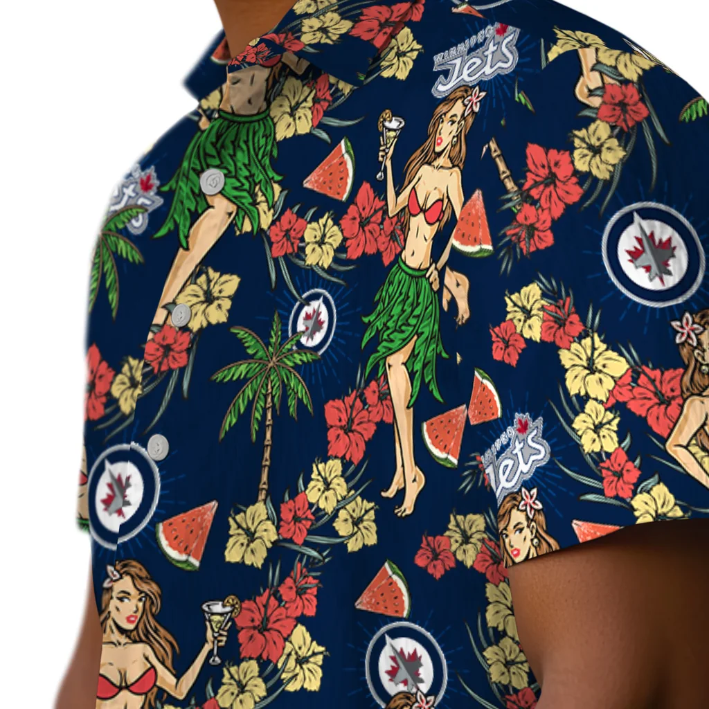 Winnipeg Jets Hawaiian Shirt - Hawaiian Girls Design winnipeg jets hawaiian girls design blue hawaiian shirts trendy