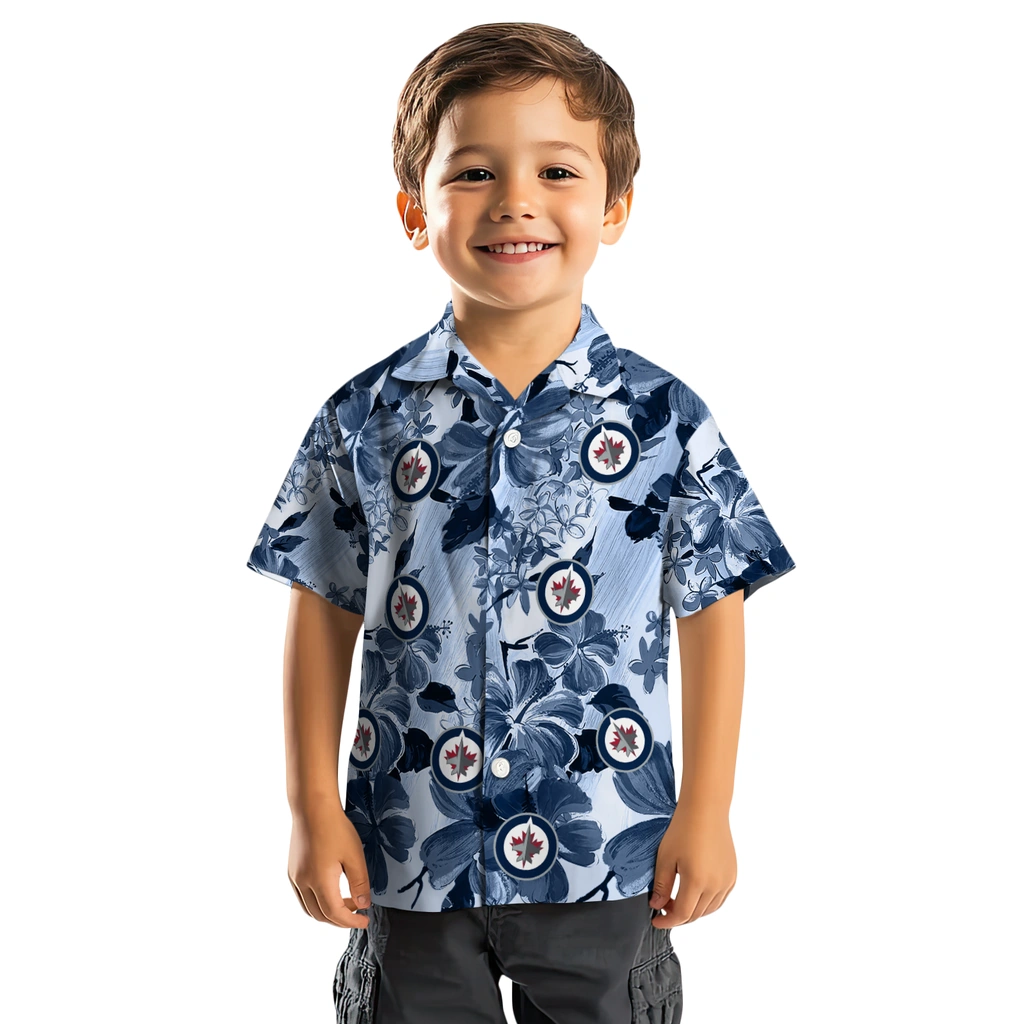 Winnipeg Jets Hawaiian Shirt - Hibiscus Arrangement winnipeg jets hibiscus arrangement blue hawaiian shirts top rated