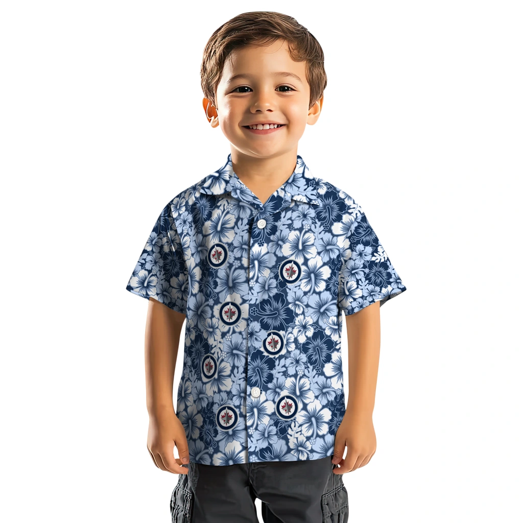Winnipeg Jets Hawaiian Shirt - Hibiscus Blooms winnipeg jets hibiscus blooms blue hawaiian shirts top rated