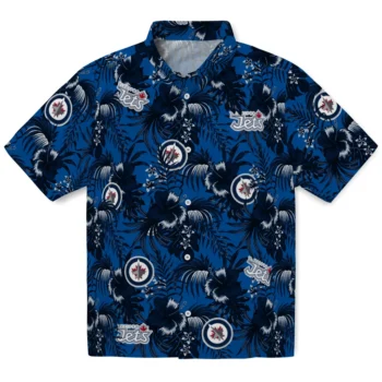winnipeg jets hibiscus exotic blue hawaiian shirts best selling
