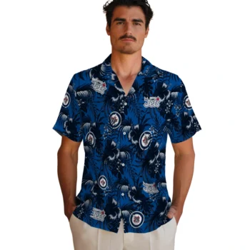 winnipeg jets hibiscus exotic blue hawaiian shirts fashion forward