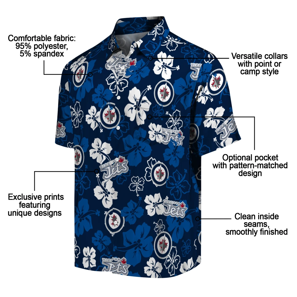 Winnipeg Jets Hawaiian Shirt - Hibiscus Flower Design winnipeg jets hibiscus bloom blue hawaiian shirts new arrival