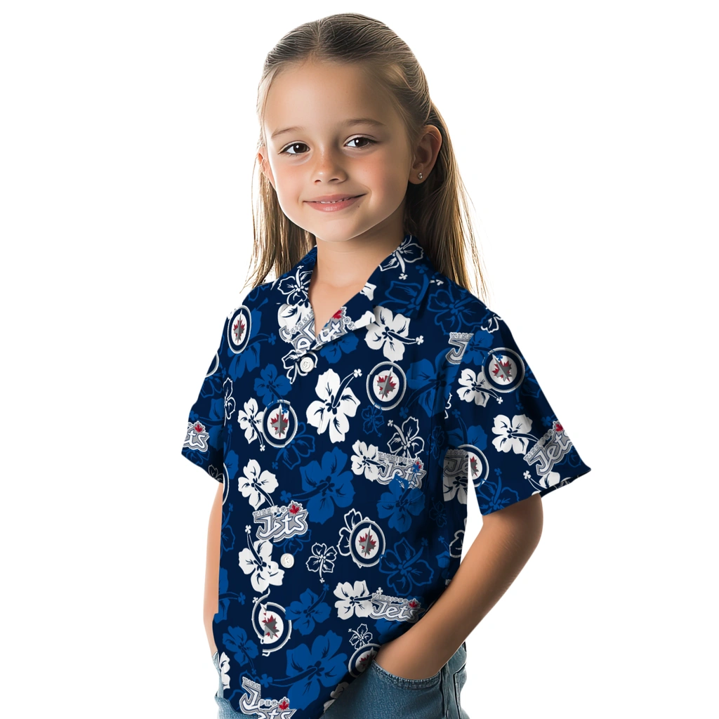 Winnipeg Jets Hawaiian Shirt - Hibiscus Flower Design winnipeg jets hibiscus bloom blue hawaiian shirts premium grade