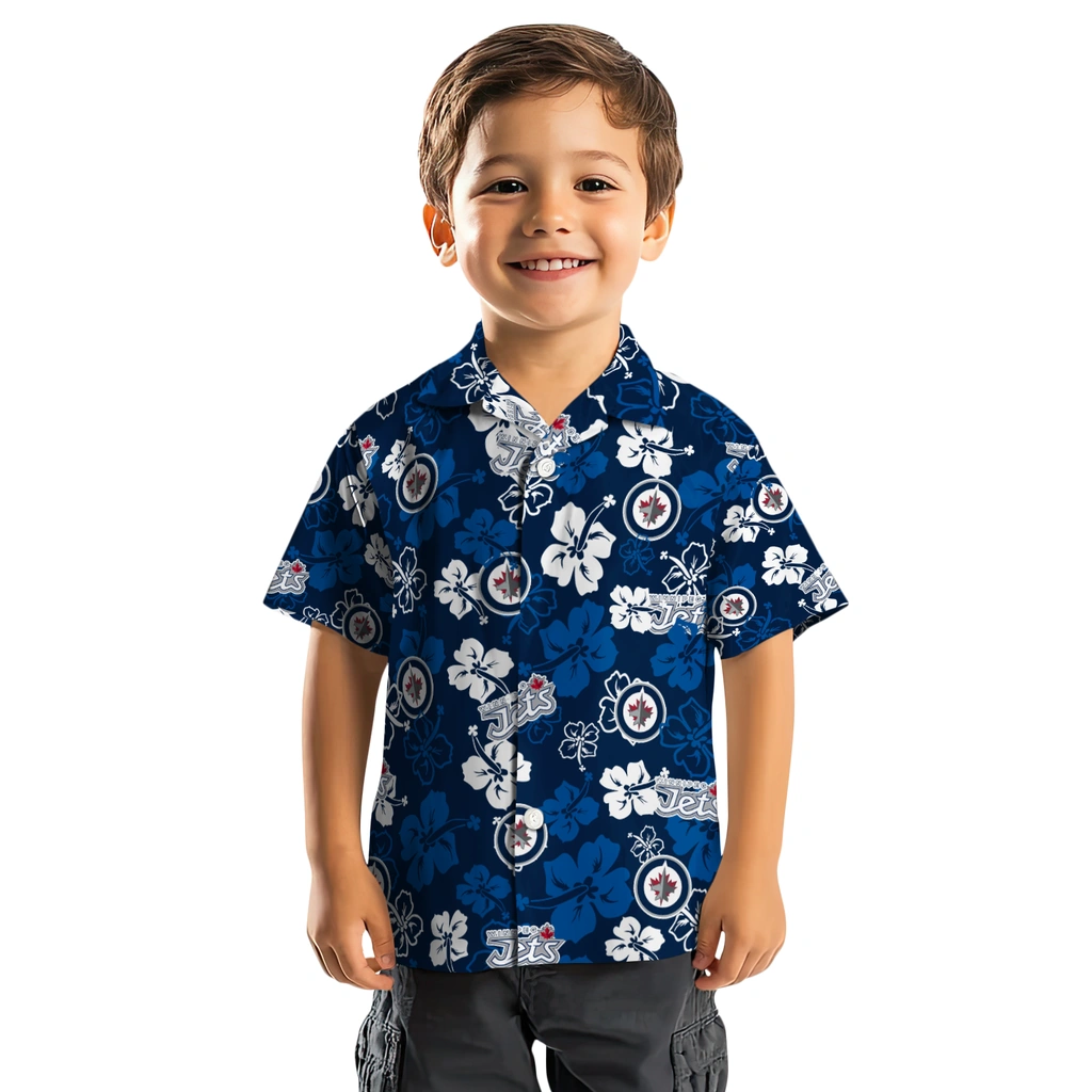 Winnipeg Jets Hawaiian Shirt - Hibiscus Flower Design winnipeg jets hibiscus bloom blue hawaiian shirts top rated