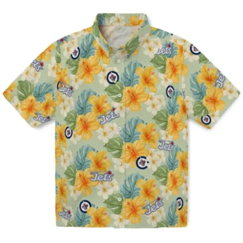 winnipeg jets hibiscus mood pale lime yellow hawaiian shirts best selling