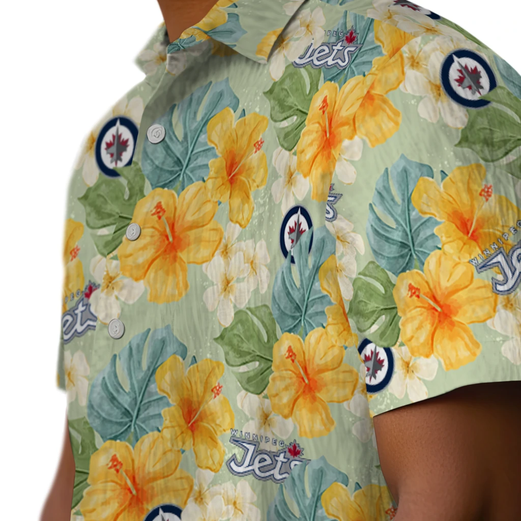 Winnipeg Jets Hawaiian Shirt - Hibiscus Mood winnipeg jets hibiscus mood pale lime yellow hawaiian shirts trendy